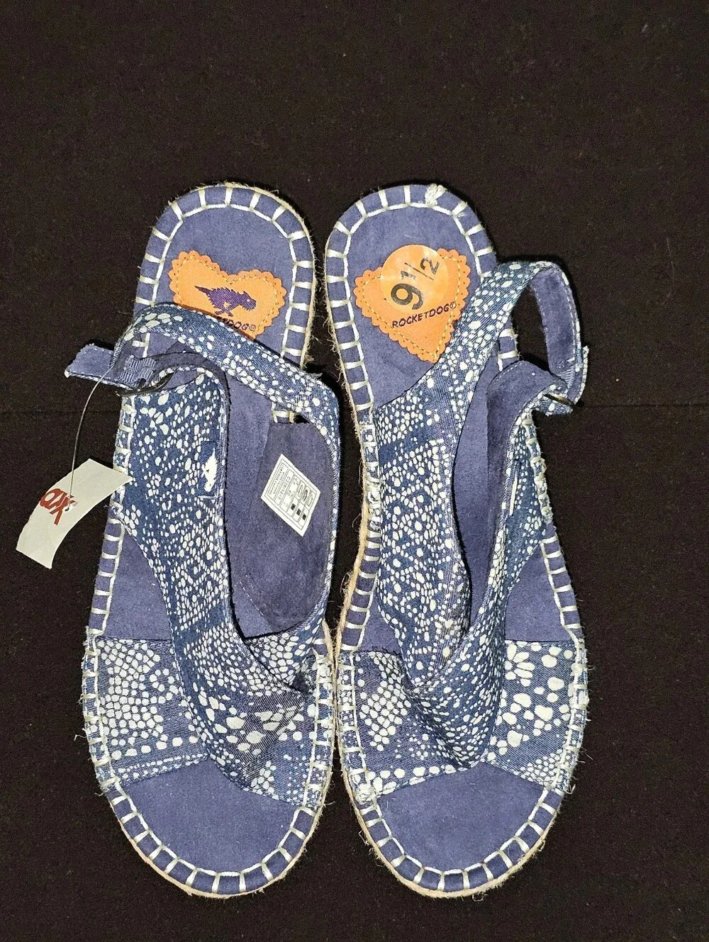 NWT Rocketdog Women's Blue/White Rope Espidrile Wedge Sandals Open Toe- Size 9.5